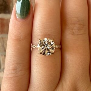3.19 CTW Round Diamond Engagement Ring Lab Grown 14k Gold Size 6.5